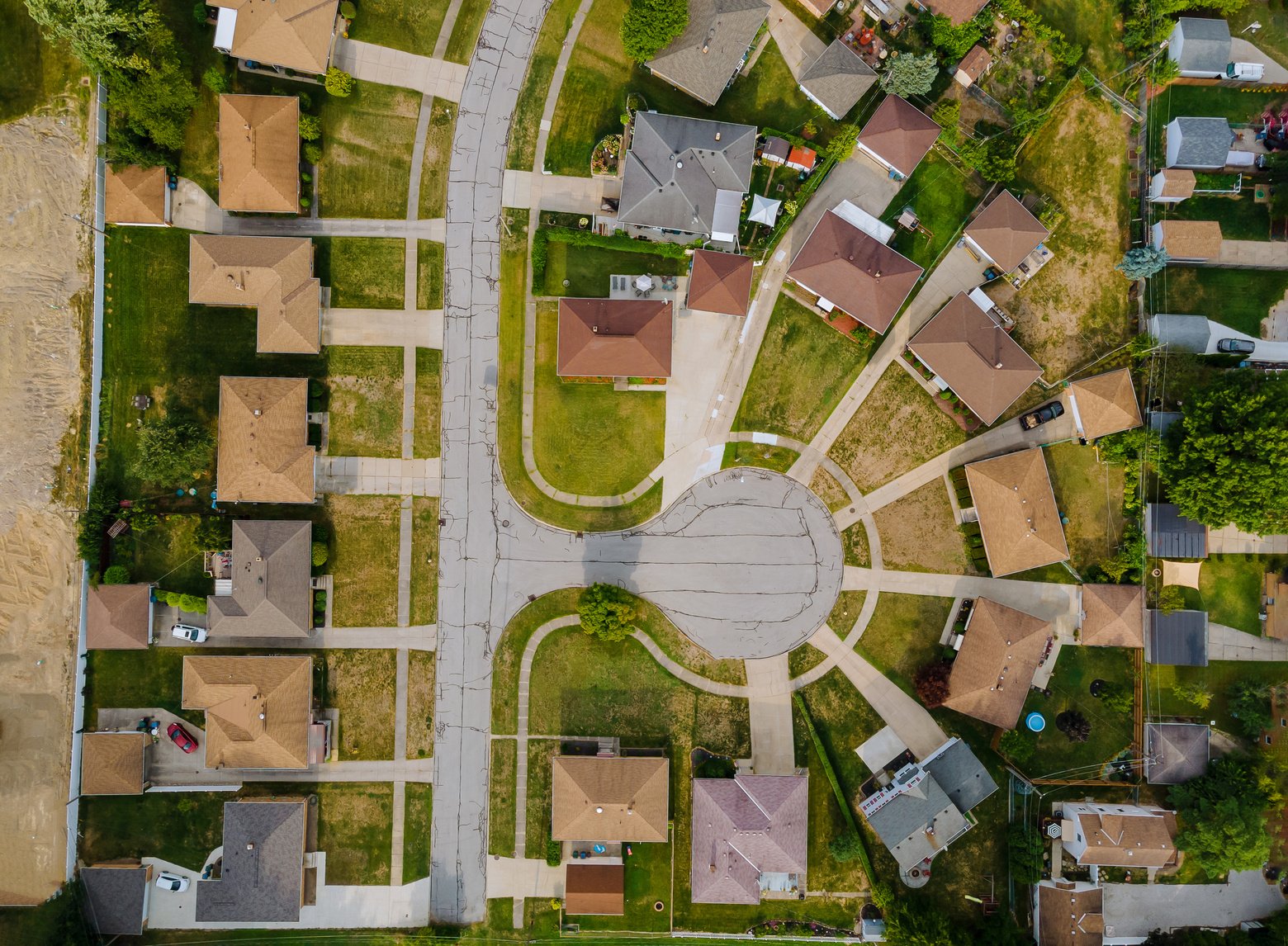 Aerial View of Residential Houses 